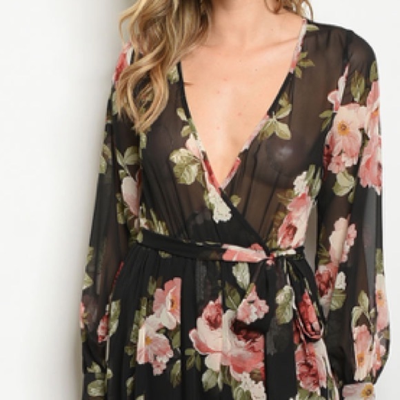 ☀️BLACK FLORAL PRINT DRESS - Picture 4 of 9